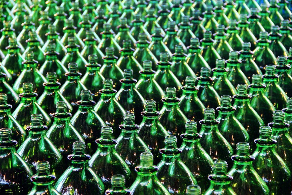 Bottles from recycled plastics